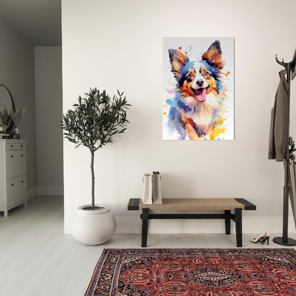 Papillon Poster with Free Delivery! Colorful Watercolor Nursery Poster Print, Animal Wall Art Gift for Dog Lovers, Pappy Mom, Dad - CanvasityCrafts - Free Shipping