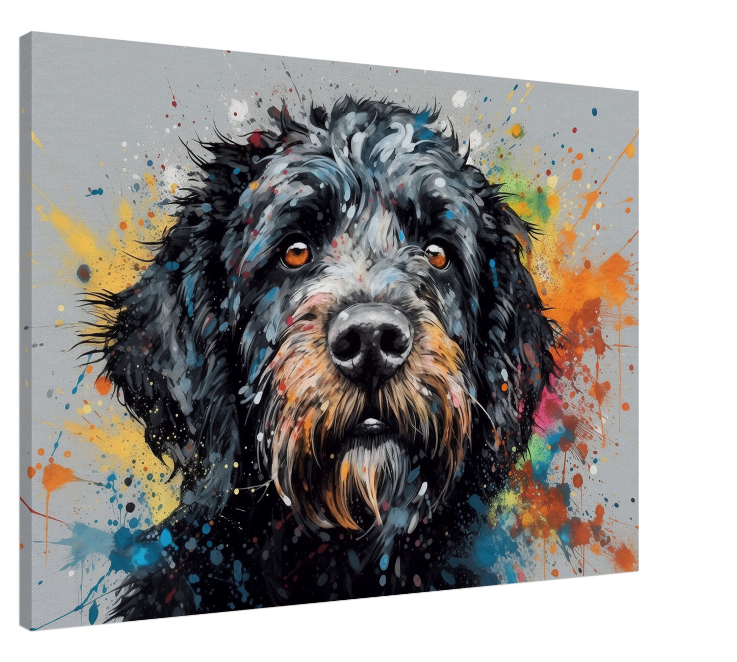 Black Labradoodle / Goldendoodle Canvas or Poster Print. Colorful Wall Art Picture for Doodle Mom, Dad, Home Office Rainbow Dog Lover Gift - CanvasityCrafts - Free Shipping
