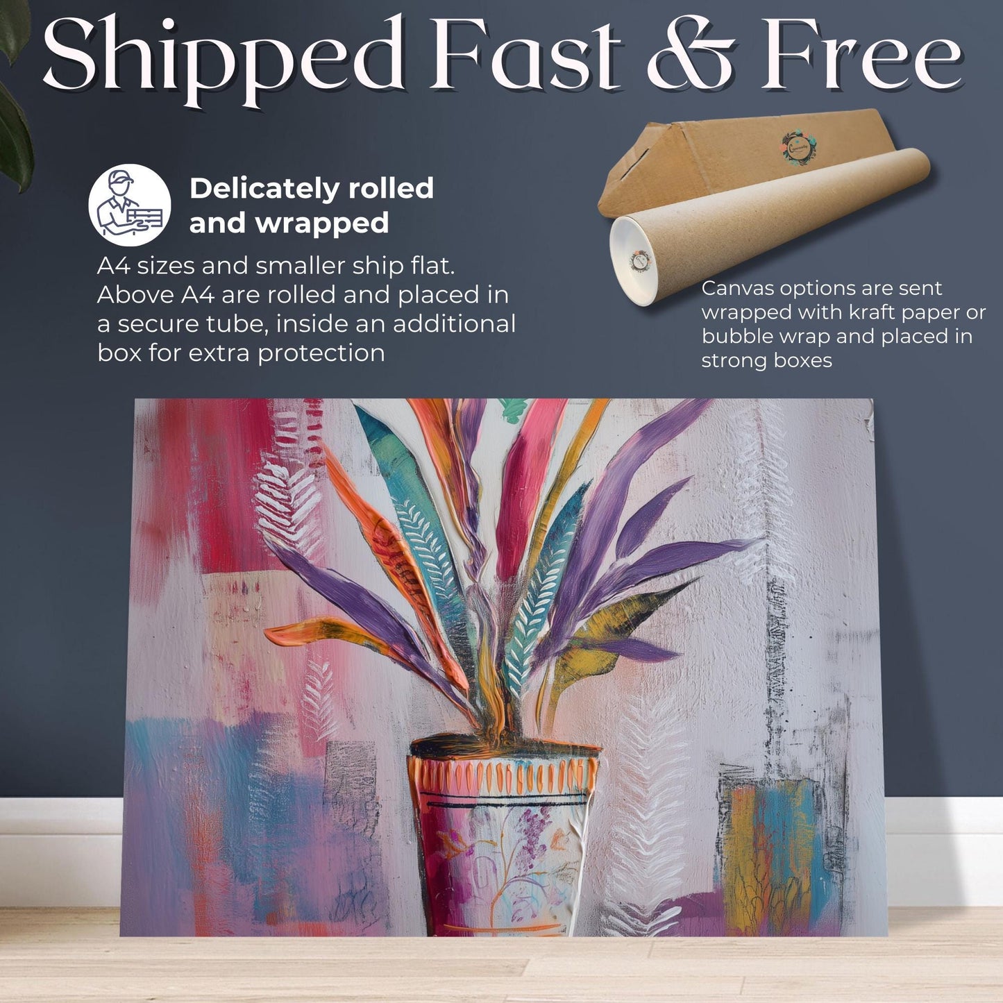 Botanical Wall Art Canvas / Unframed Print. Boho Minimalist Plant Lover Gift Painting Poster Picture, Tropical Home Decor Bohemian Plant Pot - CanvasityCrafts - Free Shipping