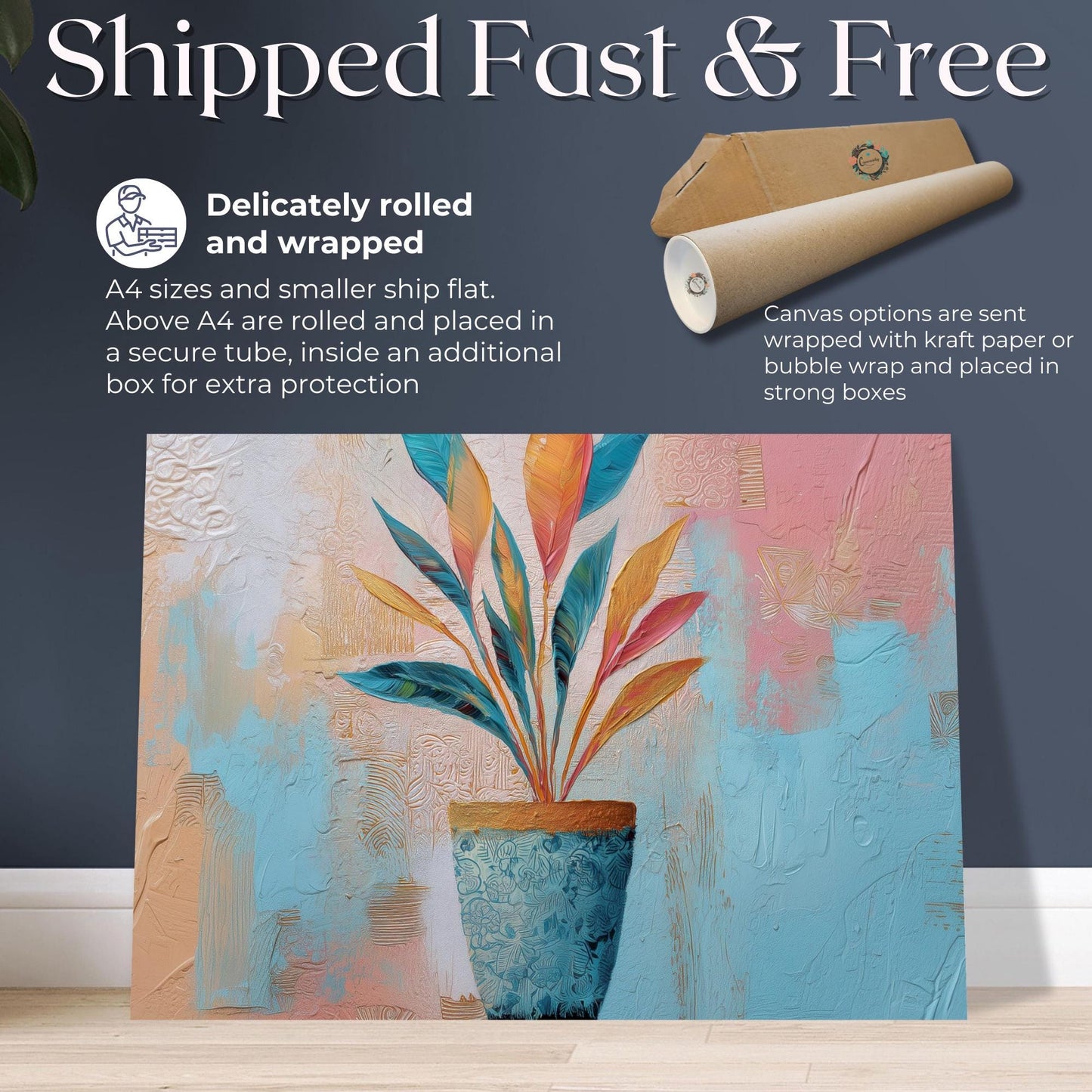 Botanical Wall Art Canvas / Unframed Print. Boho Minimalist Plant Lover Gift Painting Poster Picture, Tropical Home Decor Bohemian Plant Pot - CanvasityCrafts - Free Shipping