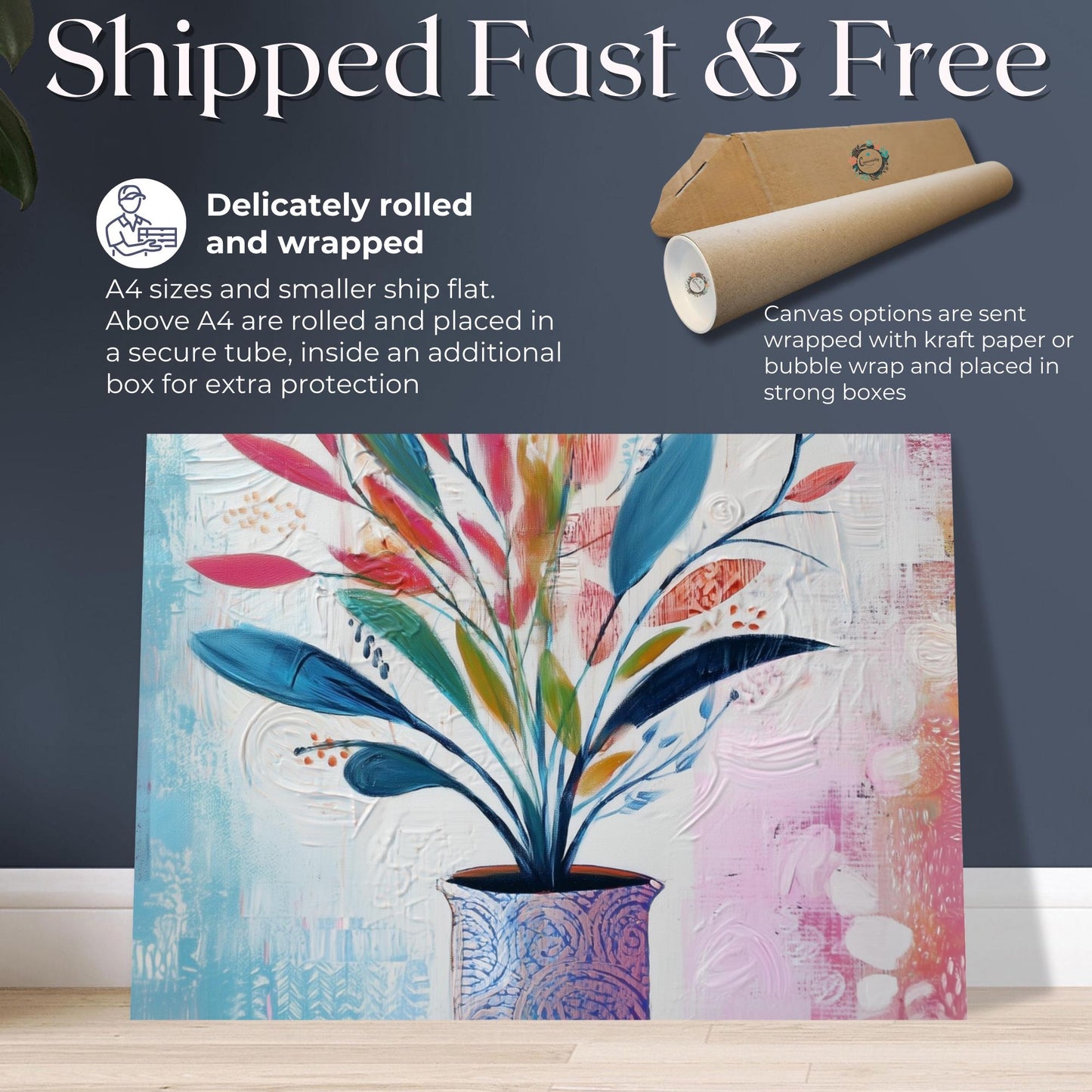 Botanical Wall Art Canvas / Unframed Print. Boho Minimalist Plant Lover Gift Painting Poster Picture, Tropical Home Decor Bohemian Plant Pot - CanvasityCrafts - Free Shipping