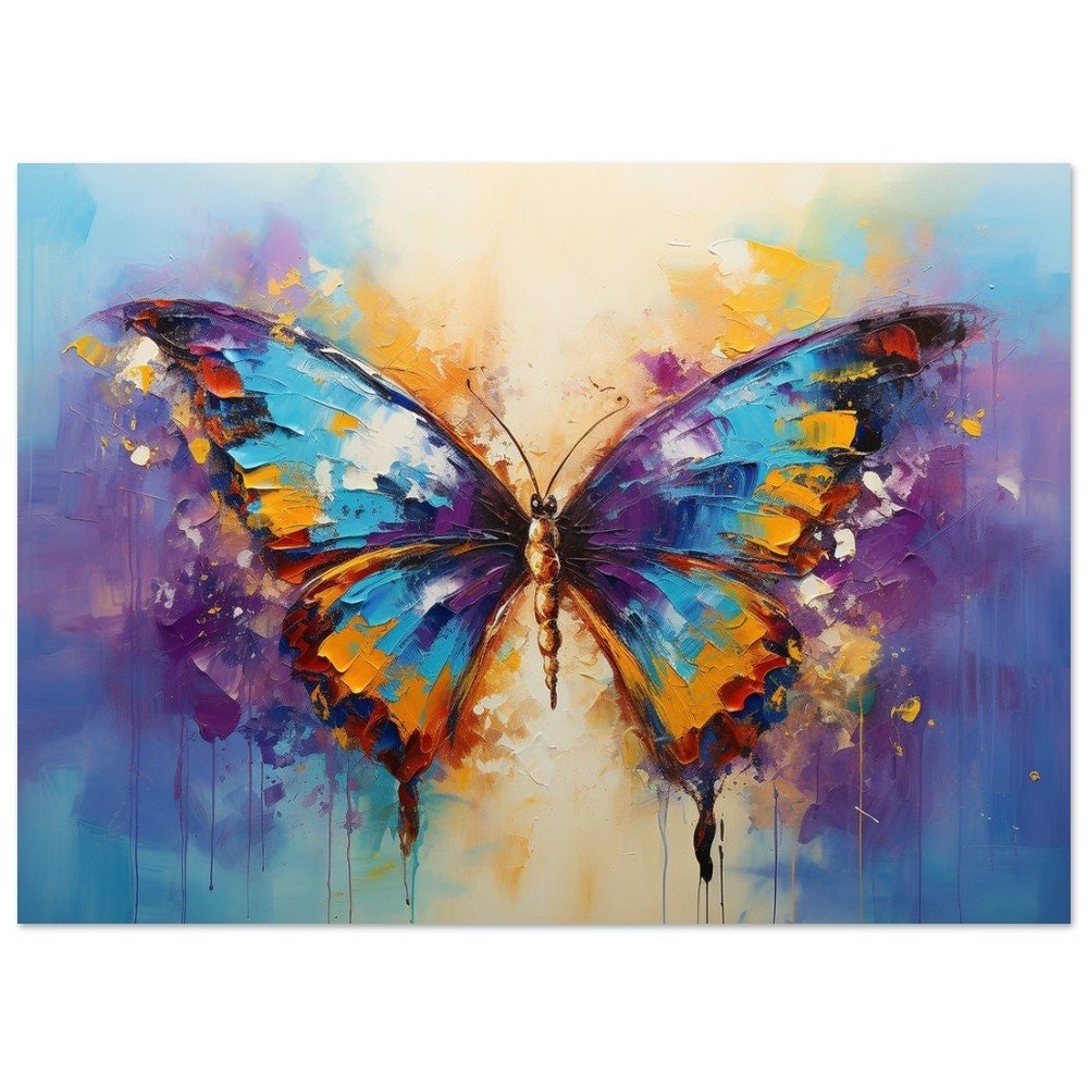 Abstract Butterfly Painting Print. Unframed Magical Colorful Butterflies Watercolor Gift, Rainbow Animal Wall Art Poster - Colourful wall art by Canvasity Crafts