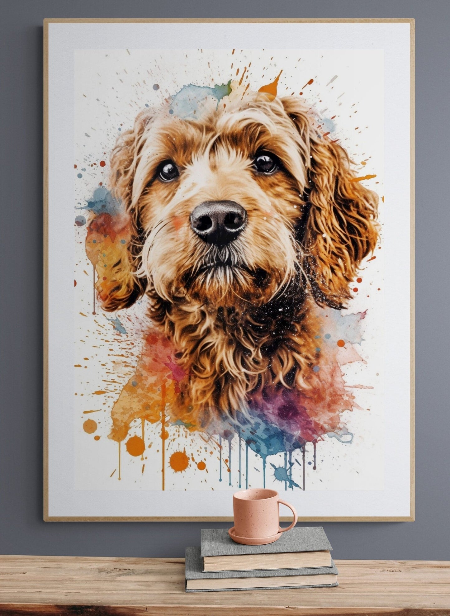 Abstract Cockapoo Portrait Print (Unframed). Watercolour Dog Art Poster Painting Gift for Dog Lovers, Picture for Doodle Mom. - Matte Paper - Colourful wall art by Canvasity Crafts