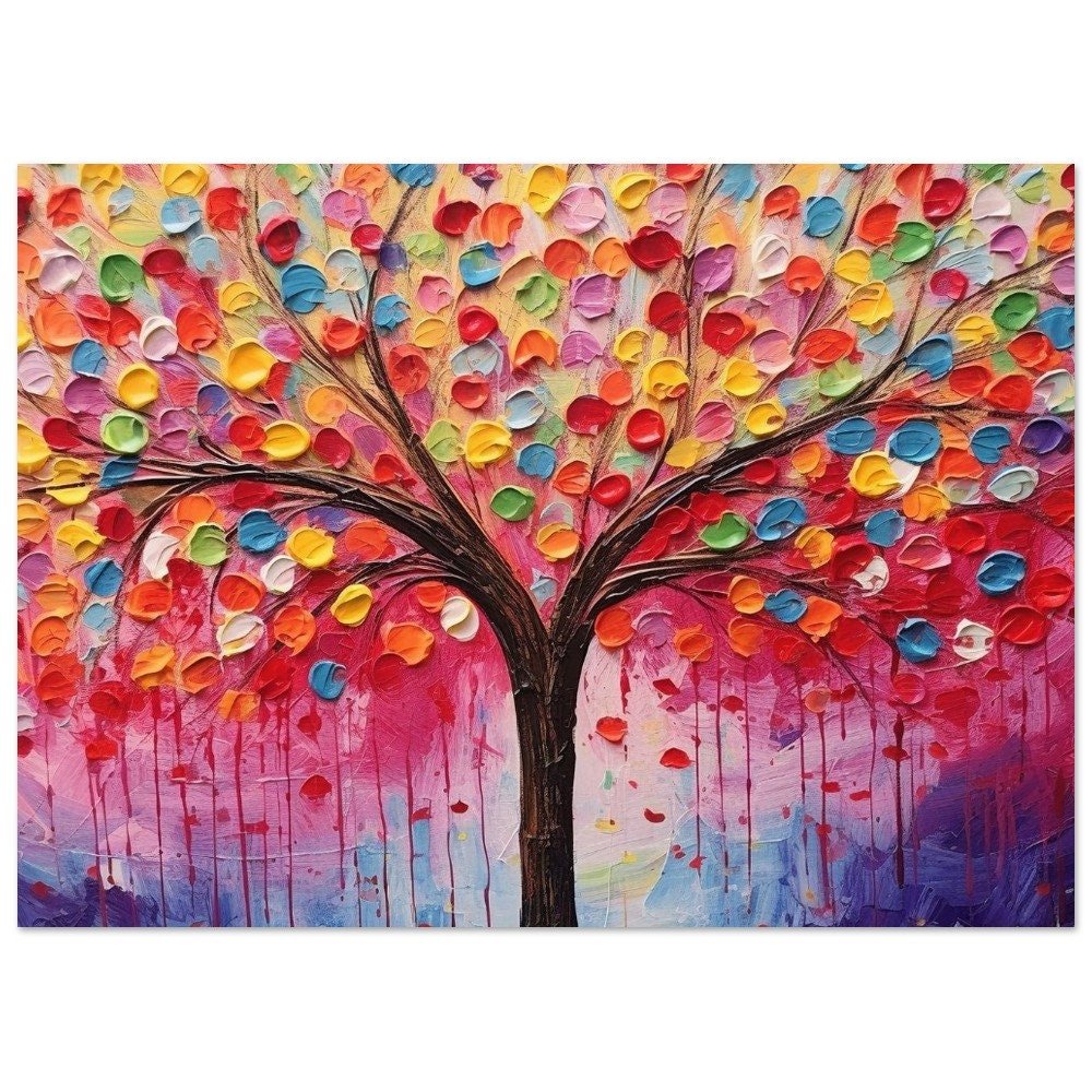 Abstract Rainbow Tree of Life Poster Print - Unframed Painting Valentine's Day Gift, Watercolor Anniversary Present - Posters - Colourful wall art by Canvasity Crafts