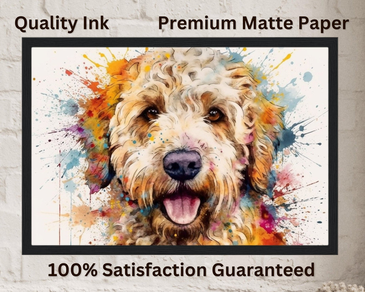 Apricot Labradoodle / Red Goldendoodle Poster Print. Watercolor Painting Gift for Dog Lovers, Picture for Doodle Mom, Dad. Abstract Wall Art - Posters - Colourful wall art by Canvasity Crafts