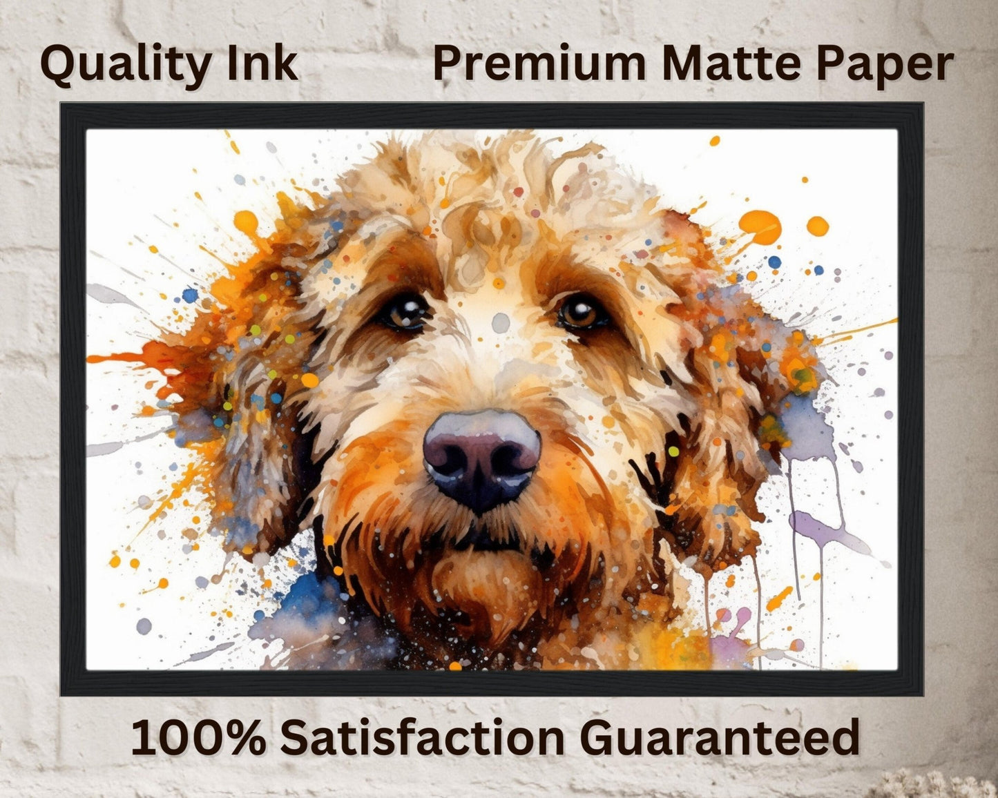 Apricot Labradoodle / Red Goldendoodle Poster Print. Watercolor Painting Gift for Dog Lovers, Picture for Doodle Mom, Dad. Abstract Wall Art - Posters - Colourful wall art by Canvasity Crafts