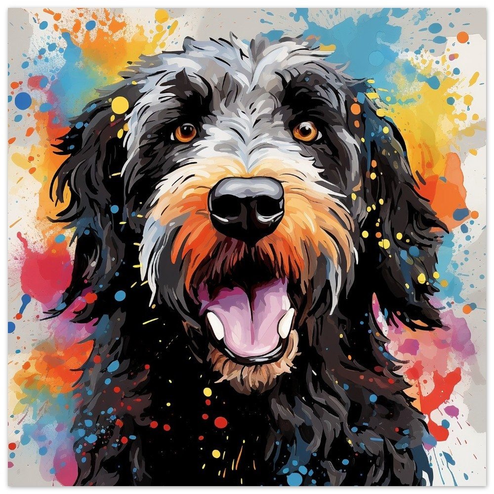 Black Goldendoodle / Labradoodle Poster Print. Watercolor Painting Gift for Dog Lovers, Picture for Doodle Mom, Dad. Abstract Wall Art - Posters - Colourful wall art by Canvasity Crafts