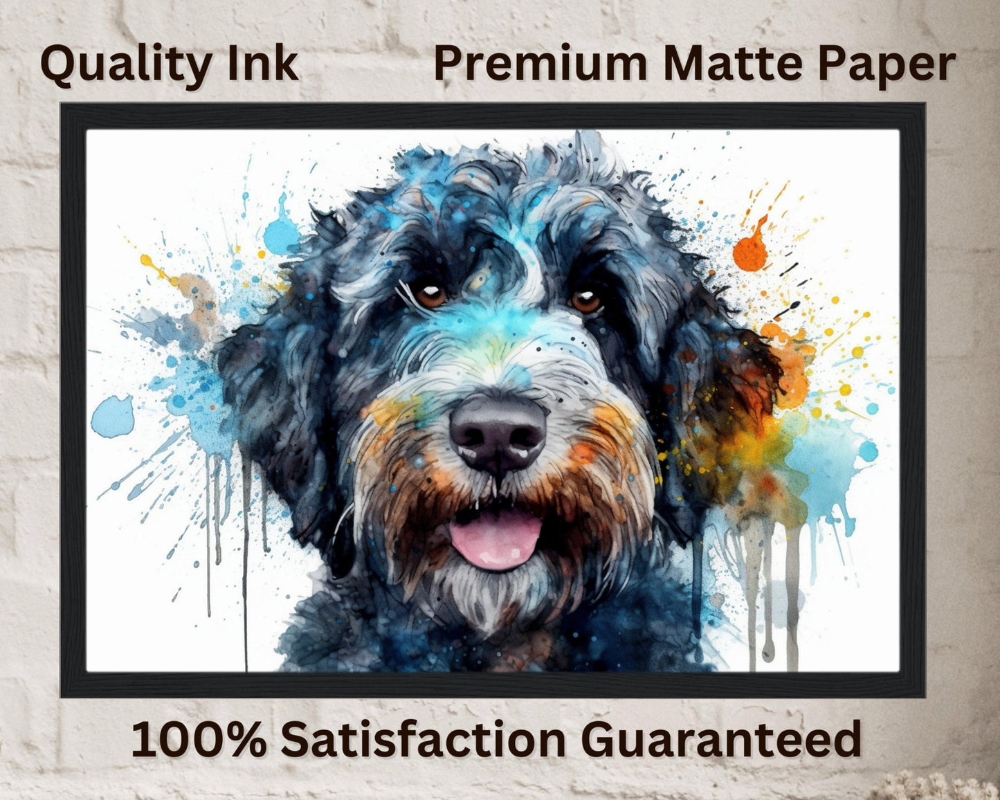 Black Labradoodle / Blue Goldendoodle Poster Print. Watercolor Painting Gift for Dog Lovers, Picture for Doodle Mom, Dad. Abstract Wall Art - Posters - Colourful wall art by Canvasity Crafts