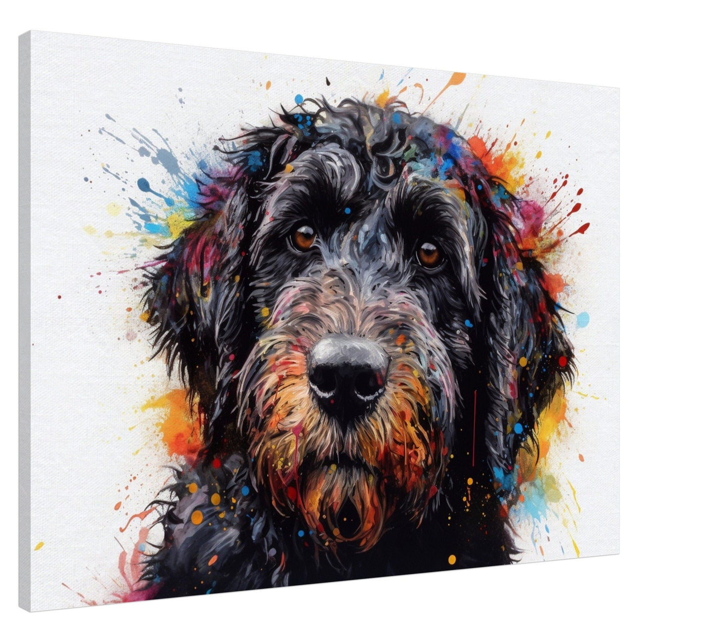 Black Labradoodle / Goldendoodle Canvas or Poster Print. Colorful Wall Art Picture for Doodle Mom, Dad, Home Office Rainbow Dog Lover Gift - Canvas - Colourful wall art by Canvasity Crafts
