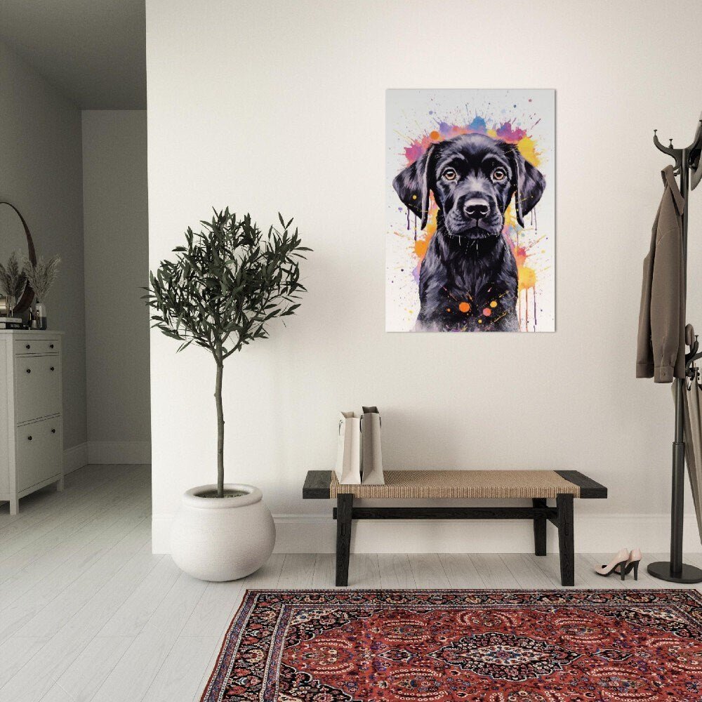Black Labrador Puppy Poster with Free Delivery! Colorful Watercolor Nursery Puppy Poster Print Wall Art Gift for Dog Lovers, Lab Mom, Dad - Posters - Colourful wall art by Canvasity Crafts