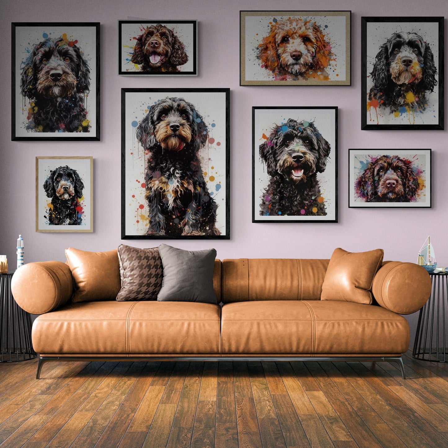 Black & White Cockapoo Poster (Unframed). Watercolor Dog Art and Prints. Painting Gift for Dog Lovers, Picture for Doodle Mom. Abstract Paint Splash - Matte Paper - Colourful wall art by Canvasity Crafts