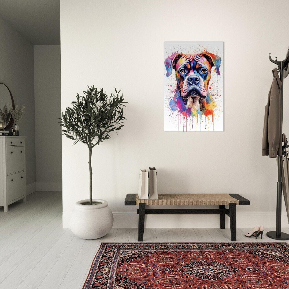 Boxer Dog Poster with Free Delivery! Colorful Watercolor Nursery Young Pup Poster Print Wall Art Gift for Dog Lovers, Boxer Mom, Dad - Posters - Colourful wall art by Canvasity Crafts