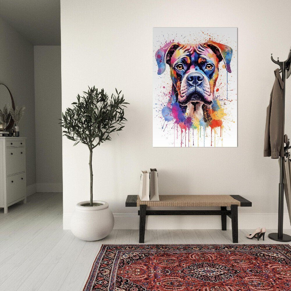 Boxer Dog Poster with Free Delivery! Colorful Watercolor Nursery Young Pup Poster Print Wall Art Gift for Dog Lovers, Boxer Mom, Dad - Posters - Colourful wall art by Canvasity Crafts