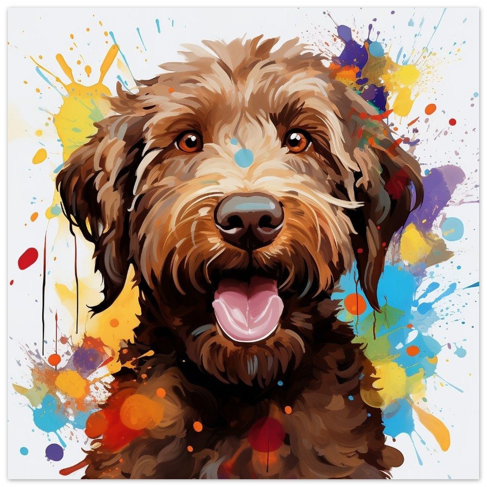 Chocolate Goldendoodle / Labradoodle Poster Print. Watercolor Painting Gift for Dog Lovers, Picture for Doodle Mom, Dad. Abstract Wall Art - Posters - Colourful wall art by Canvasity Crafts