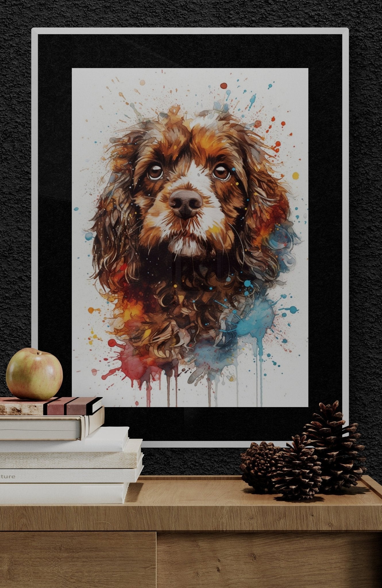 Colourful Cavapoo Print (Unframed). Abstract Watercolour Dog Art Portrait Poster Painting Gift for Dog Lovers, Picture for Doodle Mom - Matte Paper - Colourful wall art by Canvasity Crafts