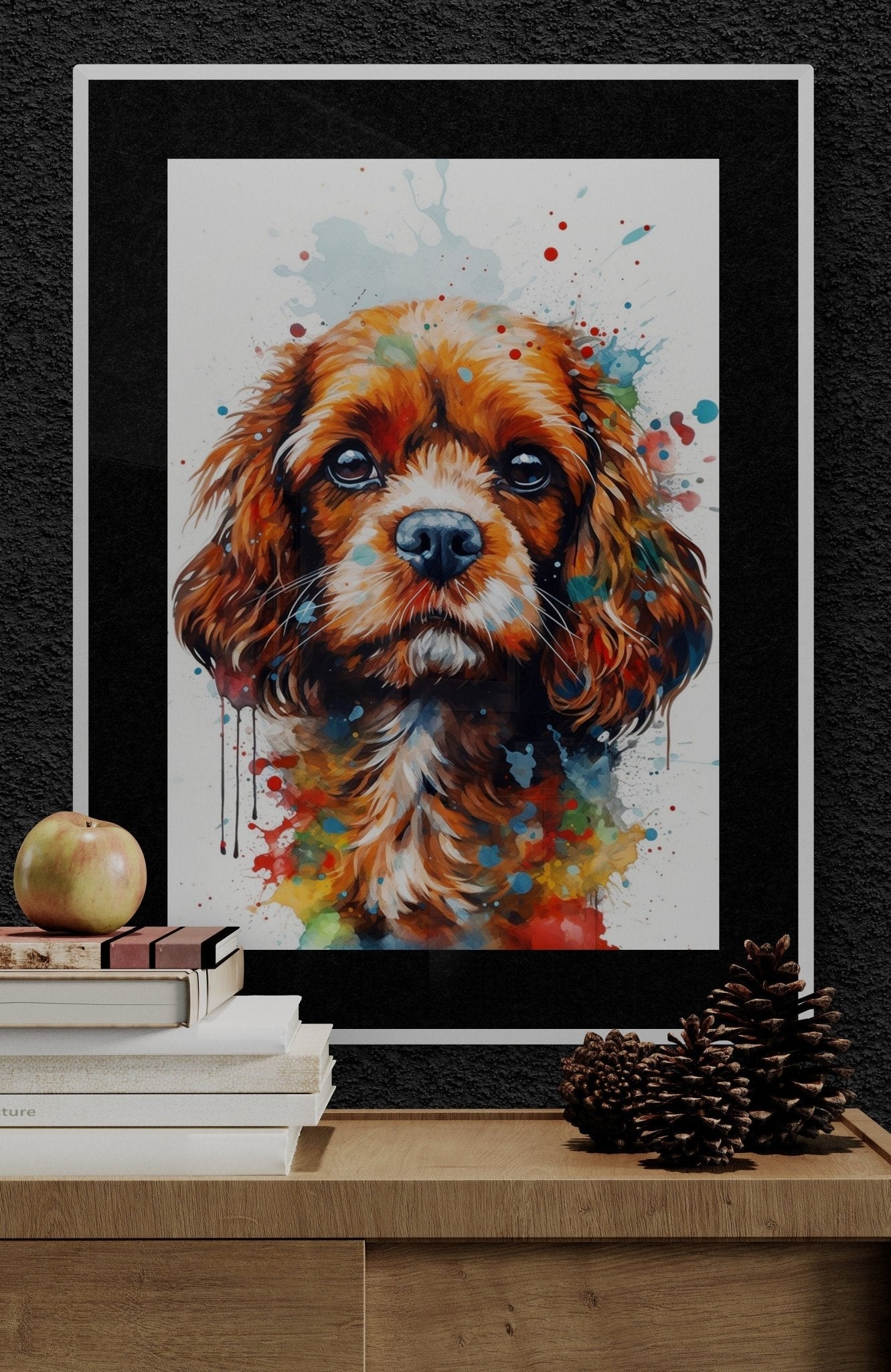 Colourful Cavapoo Print (Unframed). Abstract Watercolour Dog Art Portrait Poster Painting Gift for Dog Lovers, Picture for Doodle Mom - Matte Paper - Colourful wall art by Canvasity Crafts