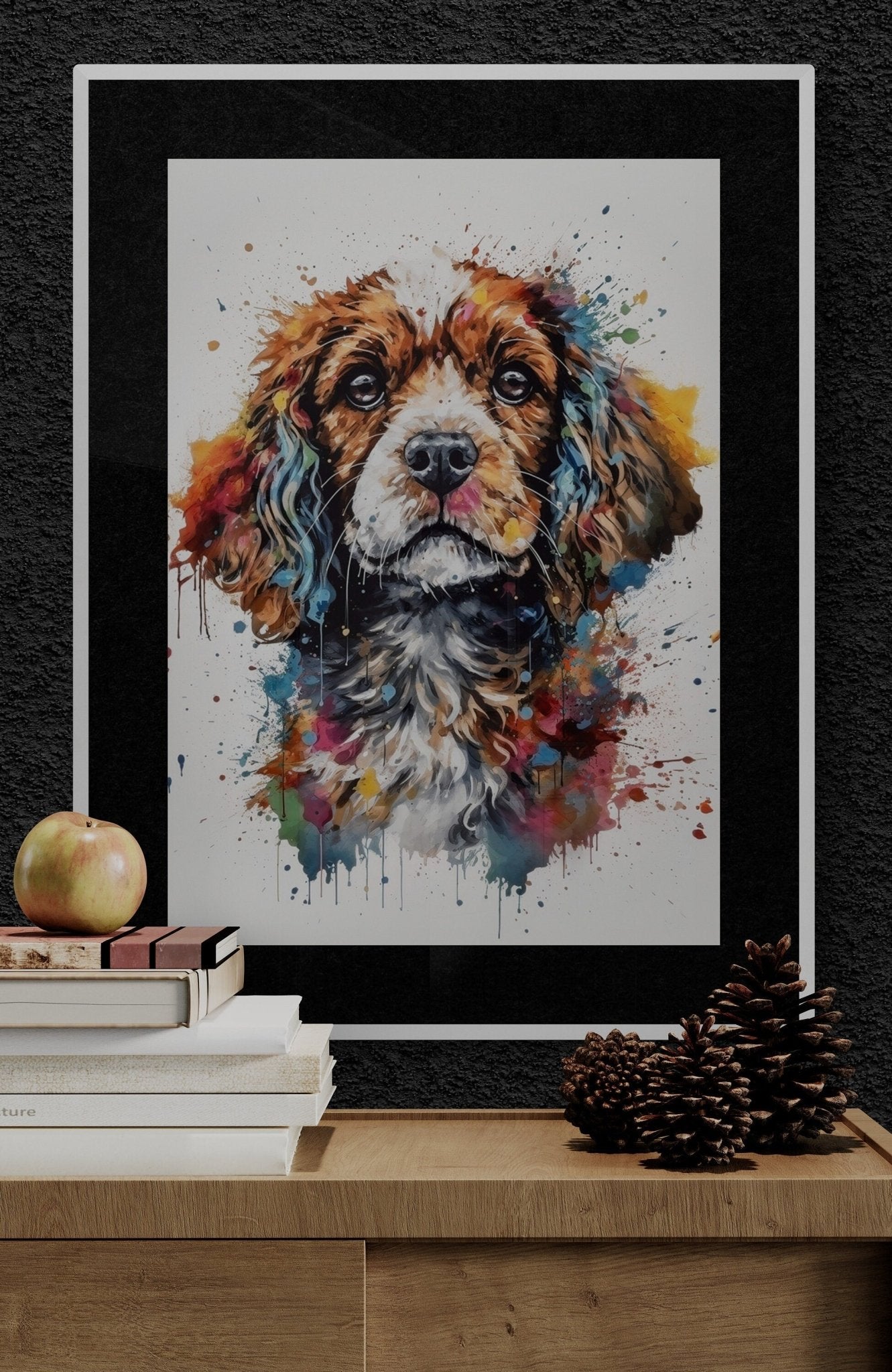 Colourful Cavapoo Print (Unframed). Abstract Watercolour Dog Art Portrait Poster Painting Gift for Dog Lovers, Picture for Doodle Mom - Matte Paper - Colourful wall art by Canvasity Crafts