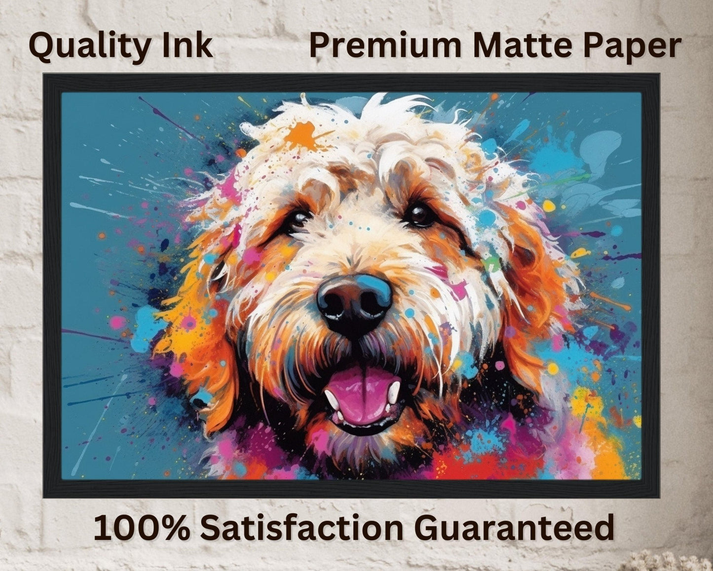 Cream Labradoodle / White Goldendoodle Poster Print. Watercolor Painting Gift for Dog Lovers, Picture for Doodle Mom, Dad. Abstract Wall Art - Posters - Colourful wall art by Canvasity Crafts