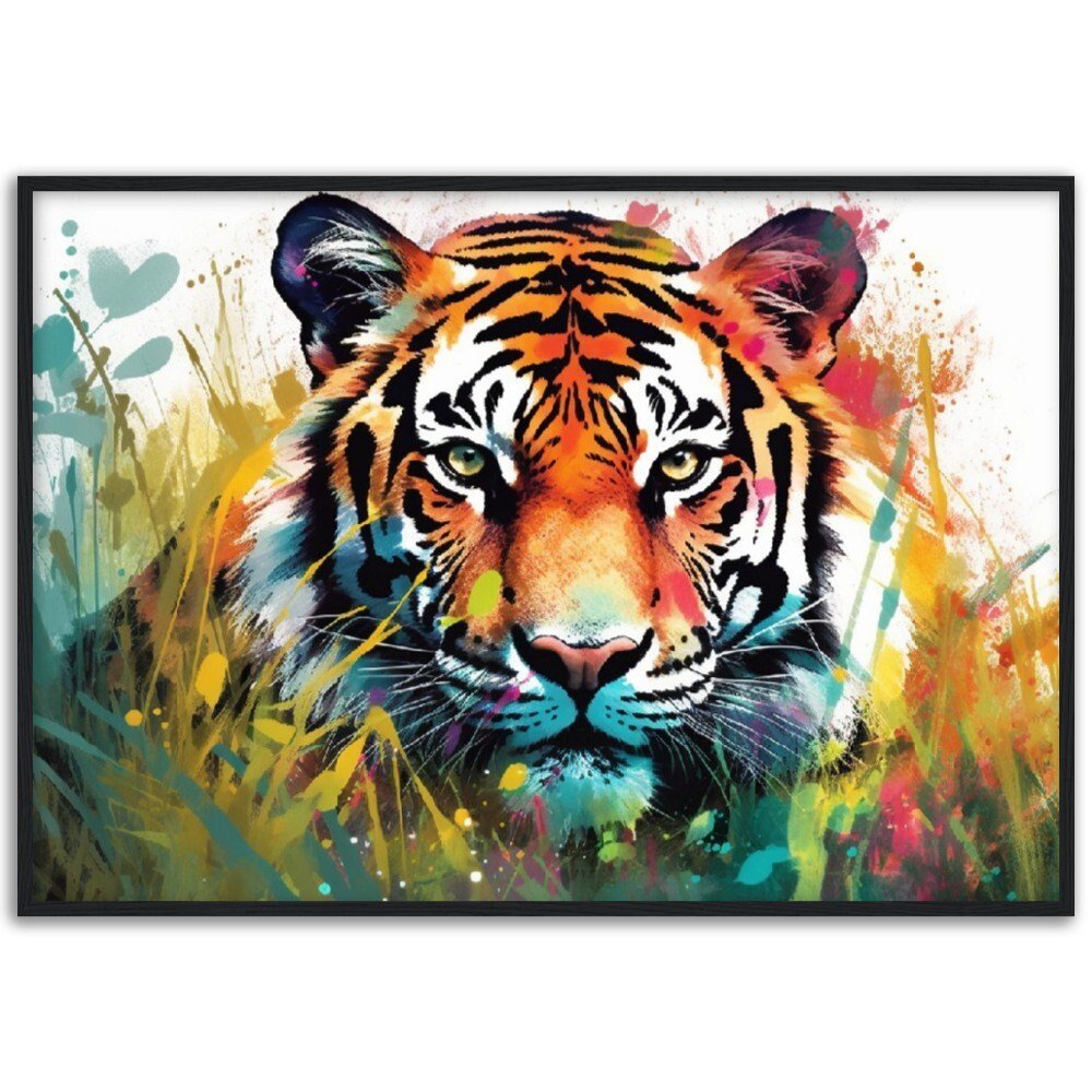 Exotic Tiger Stripe Wall Art | Watercolor Framed Poster | Wildlife Safari Gift for Tiger Lover - Framed Wall Art - Colourful wall art by Canvasity Crafts