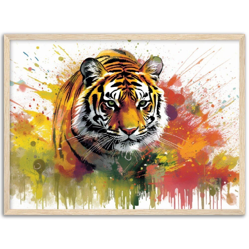 Exotic Tiger Stripe Wall Art | Watercolor Framed Poster | Wildlife Safari Gift for Tiger Lover - Framed Wall Art - Colourful wall art by Canvasity Crafts