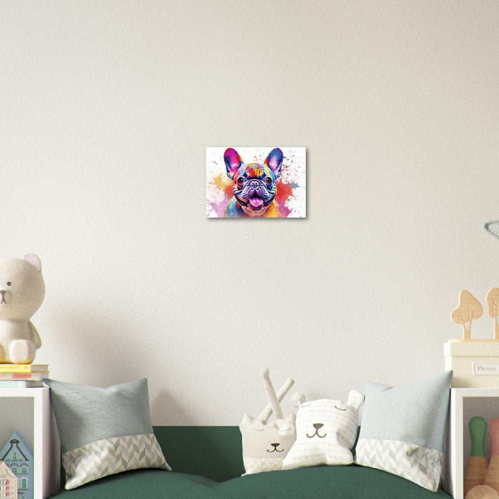 French Bulldog Pup Poster with Free Delivery! Colorful Watercolor Nursery Puppy Poster Print Wall Art Gift for Dog Lovers, Frenchie Mom, Dad - Posters - Colourful wall art by Canvasity Crafts