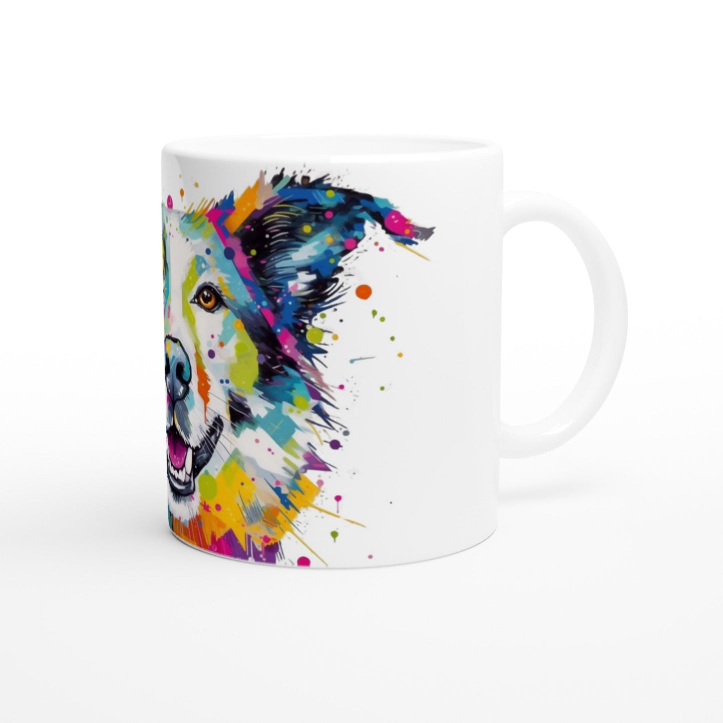 Happy Abstract Border Collie Ceramic Mug (Various Sizes) - Dishwasher & Microwave Safe - Mug - Colourful wall art by Canvasity Crafts