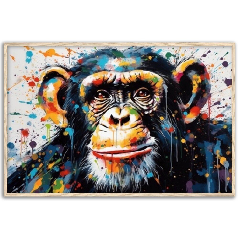 Incredible Father Chimp Watercolor Wall Art | Watercolour Framed Poster | Gift for Chimp Lover, Strong Dad - Framed Wall Art - Colourful wall art by Canvasity Crafts