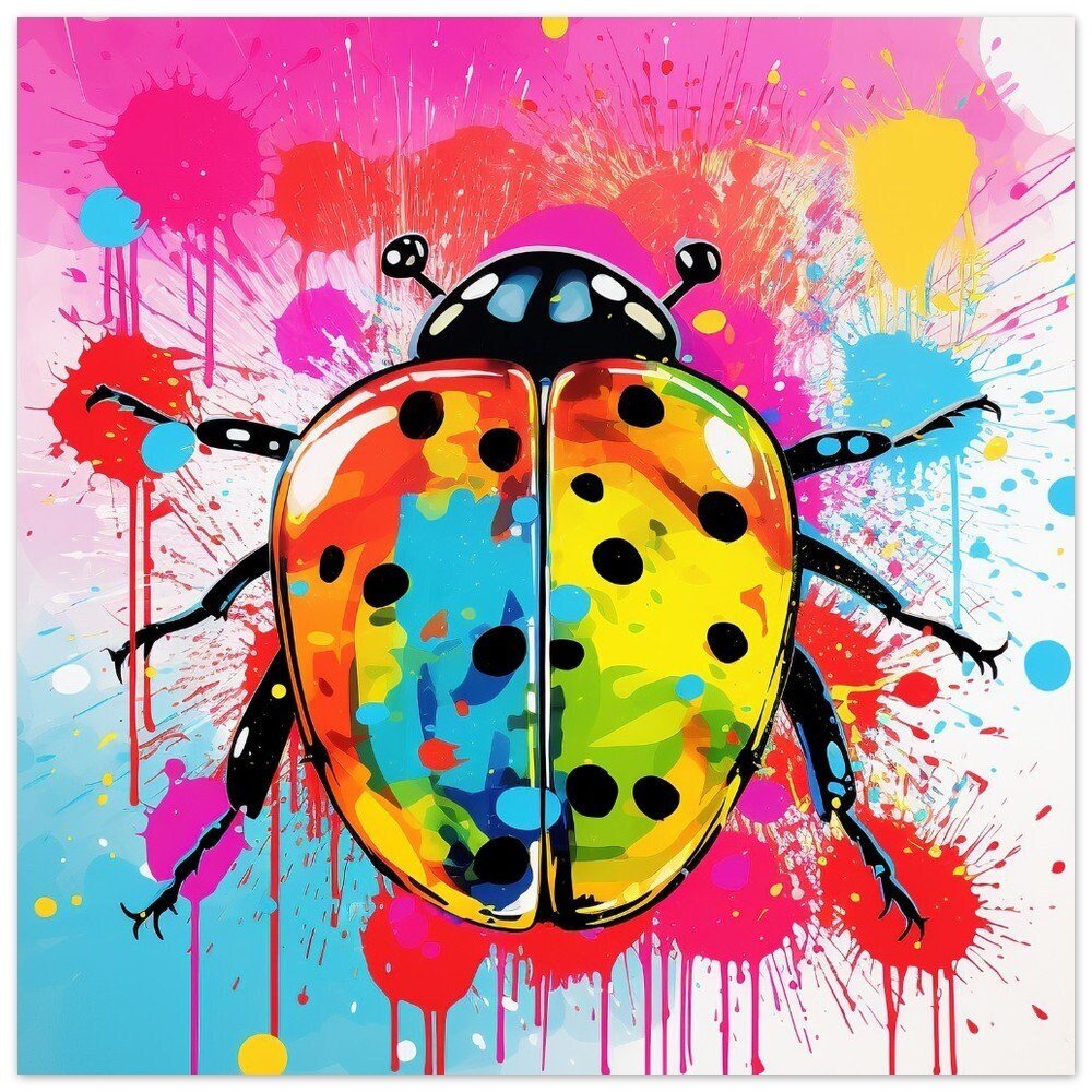 Pop Art Abstract Ladybug Colorful Art Print, Ladybird Painting Poster, Multicolor Gift, Lady Bug Ladybird Beetle, Garden Animal Art - Posters - Colourful wall art by Canvasity Crafts