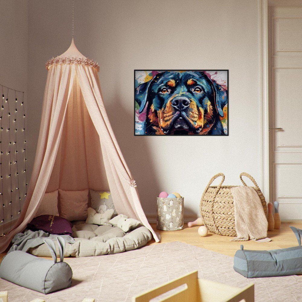 Rottweiler Framed Wall Art | Ready to Hang | Home Decor | Gift for Dog Lovers - Rottie Dad & Mom - Framed Wall Art - Colourful wall art by Canvasity Crafts
