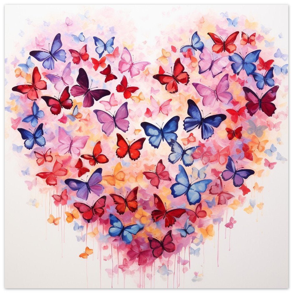 Watercolor Abstract Butterfly Heart Print. Valentine's Day Colorful Butterflies Painting Gift, Abstract Animal Wall Art, Love Poster - Posters - Colourful wall art by Canvasity Crafts
