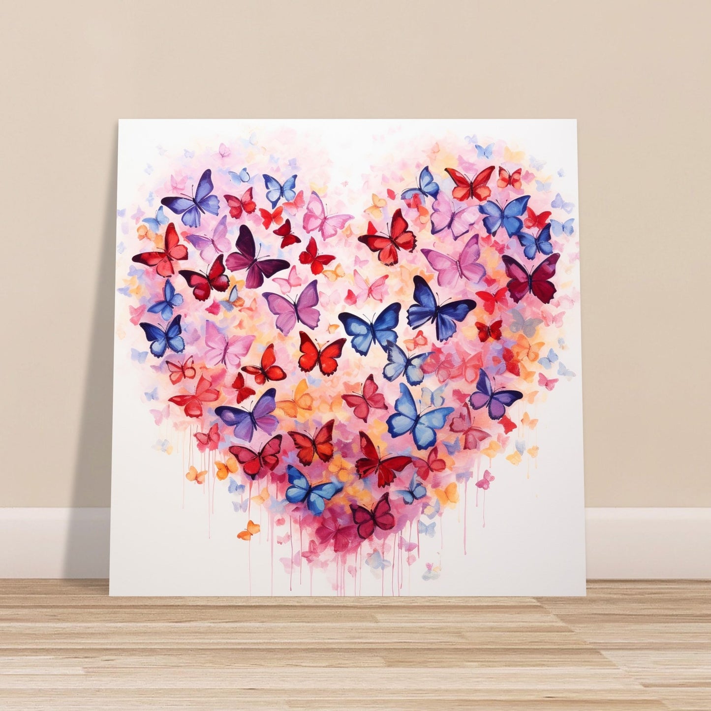 Watercolor Abstract Butterfly Heart Print - Valentine's Day Gift - Matte Paper - Colourful wall art by Canvasity Crafts