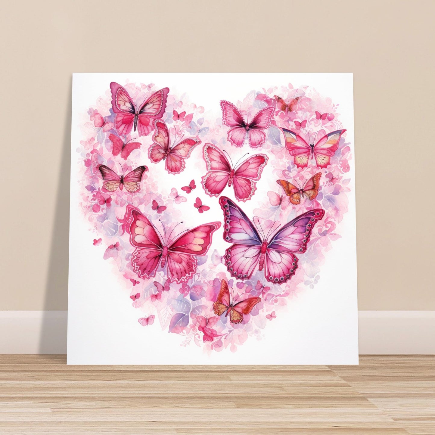 Watercolor Abstract Pink Butterfly Heart Print - Valentine's Day Gift - Matte Paper - Colourful wall art by Canvasity Crafts