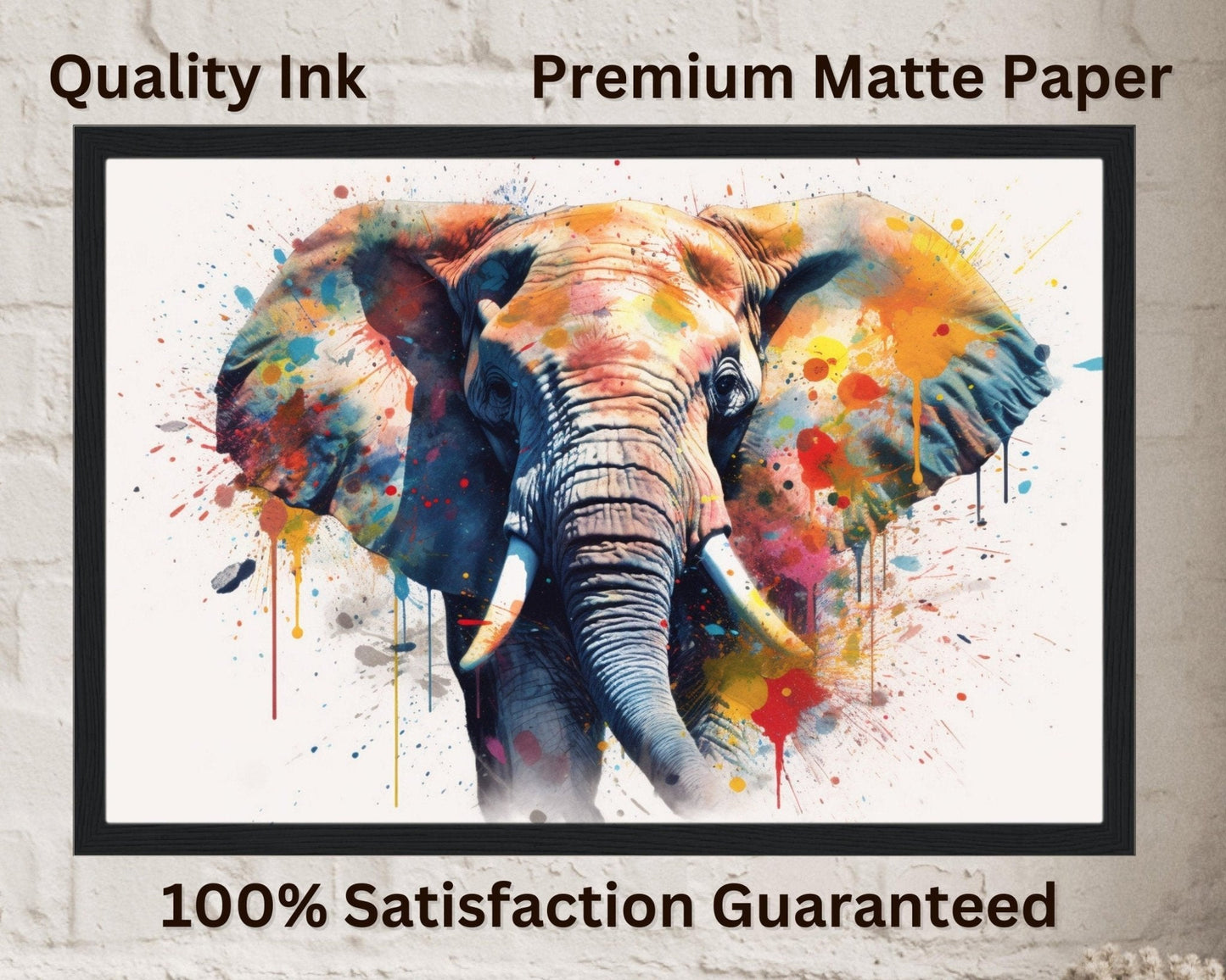 Watercolor Elephant Poster Print. Colorful African Safari Wall Art Gift. Watercolour Paint Splash Painting, Mother's / Father's Day Present - Posters - Colourful wall art by Canvasity Crafts