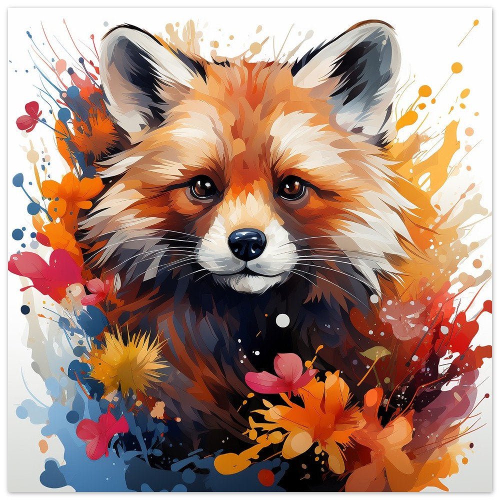 Watercolor Red Panda Poster Print - Abstract Painting Gift for mom, dad. Firefox picture, colorful lesser panda, watercolour splatter paint - Posters - Colourful wall art by Canvasity Crafts