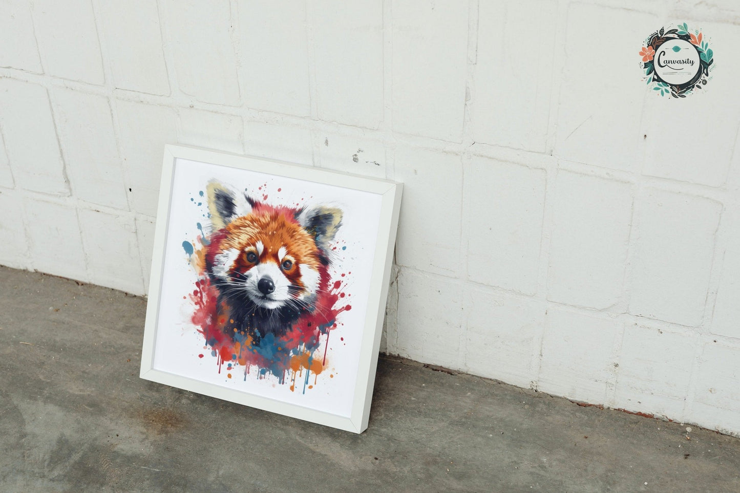 Watercolor Red Panda Poster Print - Abstract Painting Gift for mom, dad. Firefox picture, colorful lesser panda, watercolour splatter paint - Posters - Colourful wall art by Canvasity Crafts