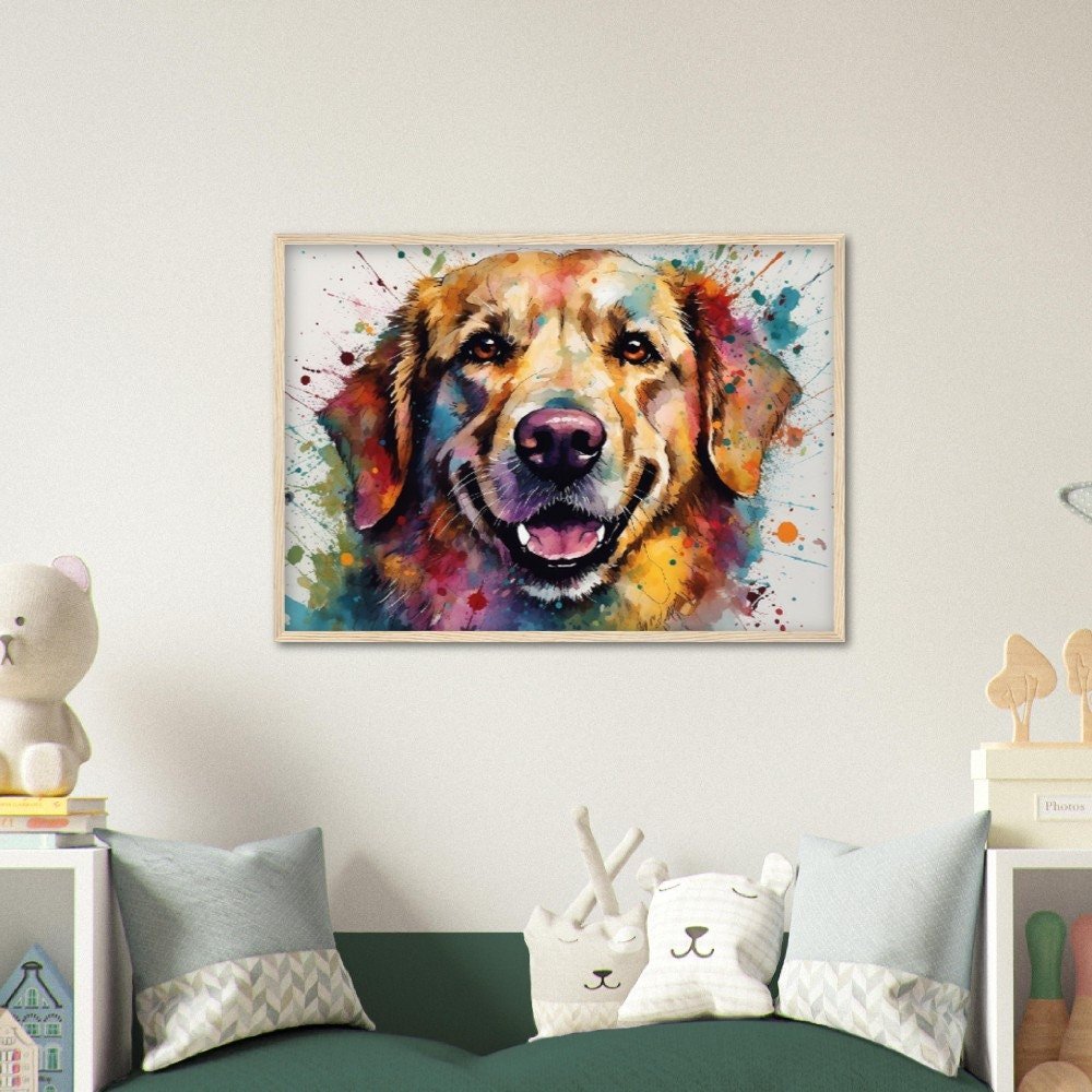 Watercolour Golden Retriever Framed Wall Art | Ready to Hang | Home Decor | Watercolor | Gift for Dog Lovers - Framed Wall Art - Colourful wall art by Canvasity Crafts