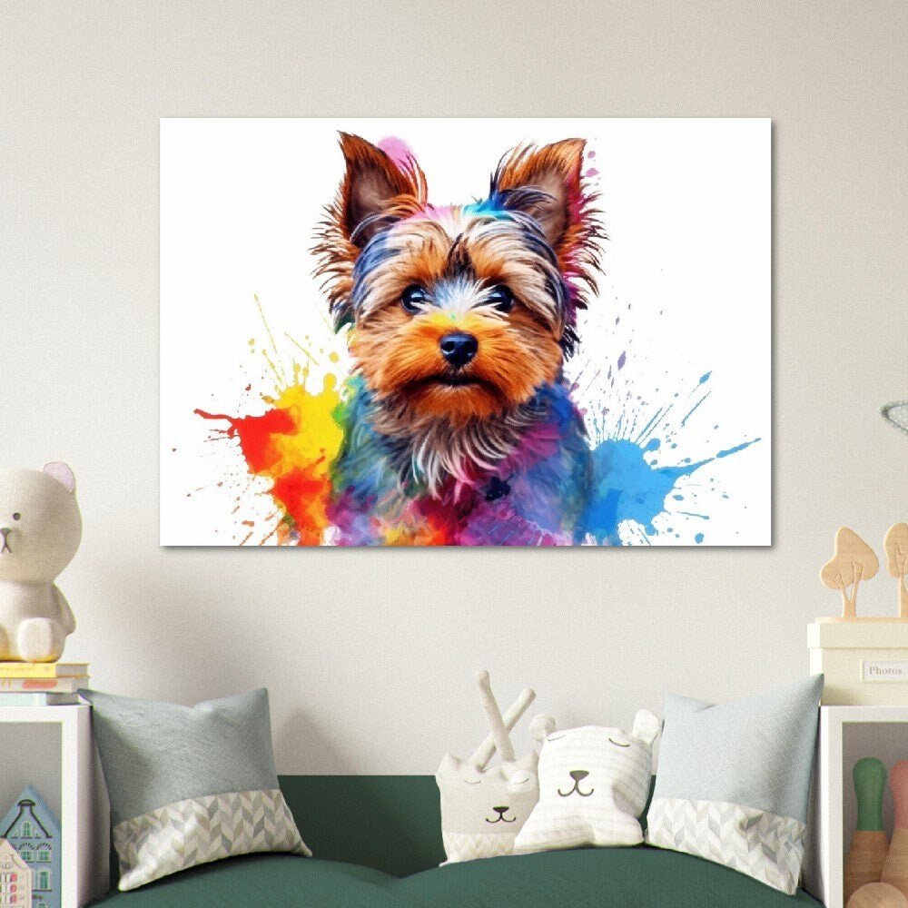 Yorkshire Terrier Poster - Free Shipping! Colorful Watercolor Nursery Puppy Print, Animal Wall Art Gift for Dog Lovers, Yorkie Mom, Dad - Posters - Colourful wall art by Canvasity Crafts