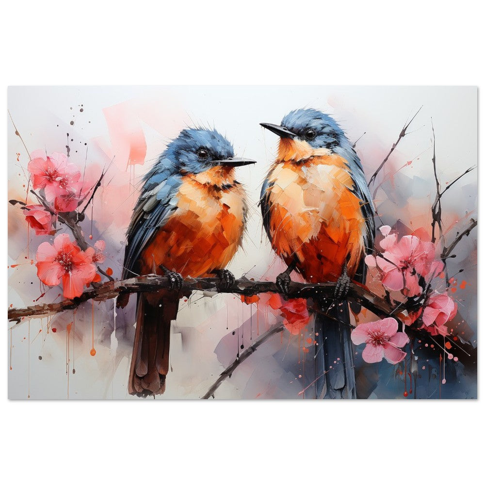 Impression d’affiche d’oiseaux britanniques doux. Aquarelle Great Bird Art Gift, cadeau pour maman, papa. Art mural animalier floral