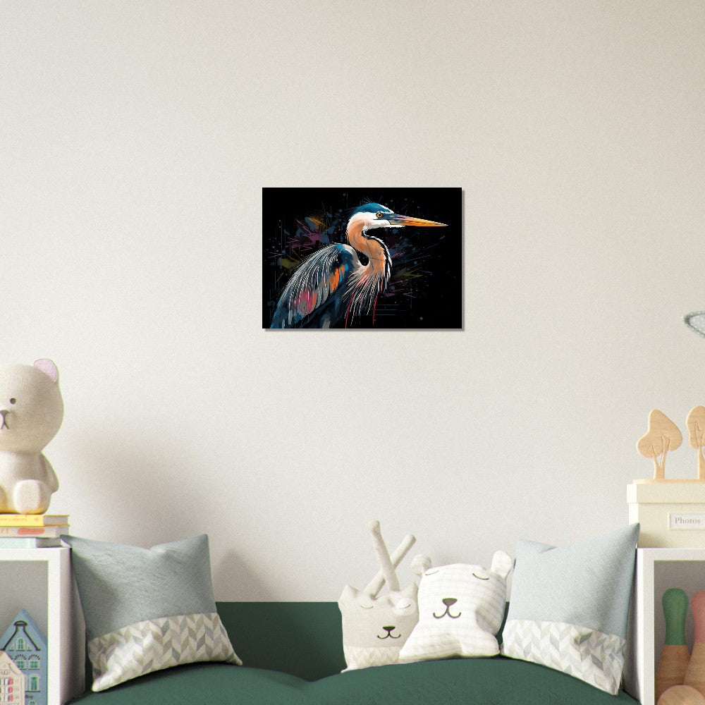 Colorful Heron Poster Print. Watercolor Great Bird Art Gift, Present for Mom, Dad. Rainbow Animal Wall Art