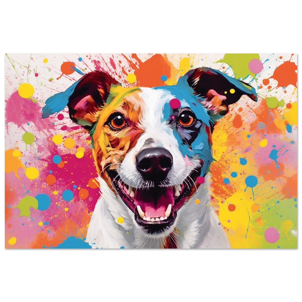 Jack-Russell-Terrier-Poster – bunter Aquarell-Pop-Art-Druck, Tier-Wandkunst-Geschenk für Hundeliebhaber, Mama, Papa