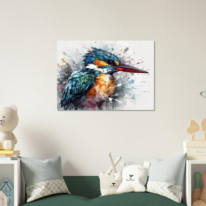 Impression d’affiche d’oiseau de martin-pêcheur. Cadeau d'art d'oiseau mignon à l'aquarelle, cadeau pour maman, papa. Art mural animalier floral