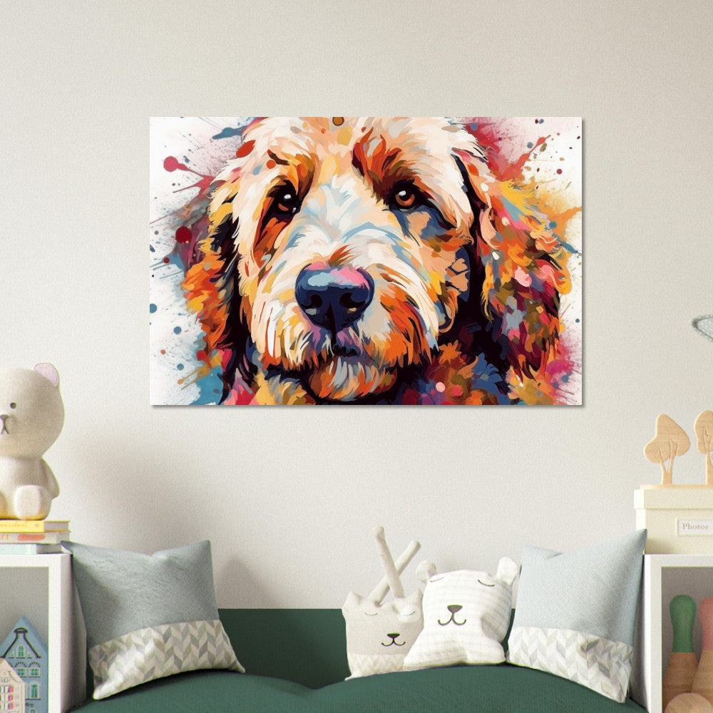 Labradoodle Goldendoodle Poster. Colorful Watercolor Cute Dog Art Gift, Present for Doodle Mom, Dad. Animal Wall Art