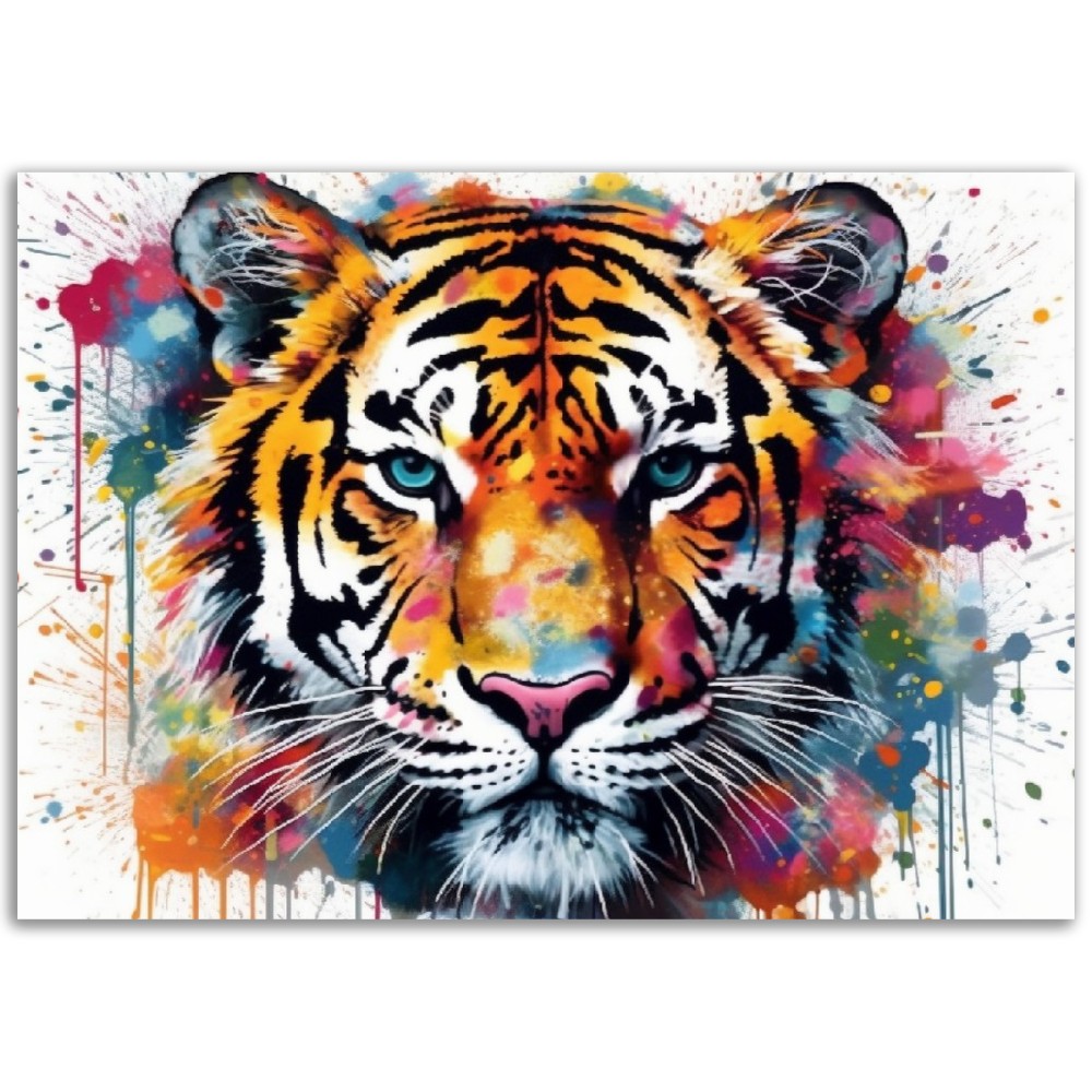 Exotic Tiger Stripe Poster | Colorful Watercolor Wall Art Gift for Nursery, Family, Mum or Dad