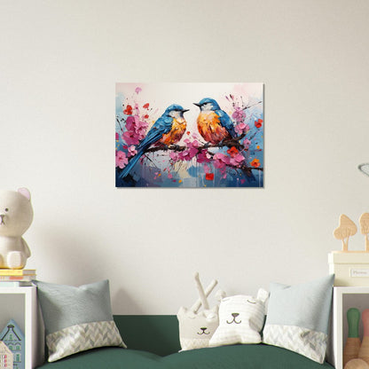 Impression d’affiche d’oiseaux britanniques doux. Aquarelle Great Bird Art Gift, cadeau pour maman, papa. Art mural animalier floral