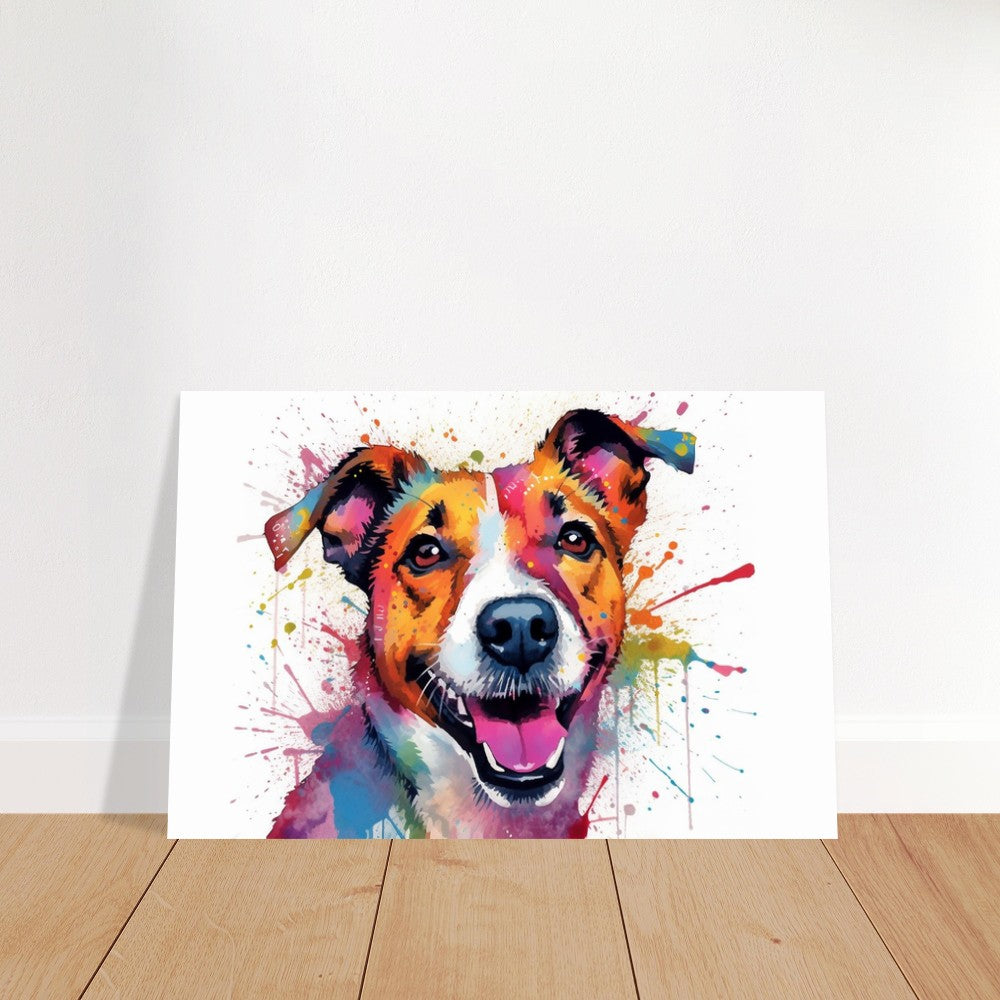 Jack-Russell-Terrier-Poster – bunter Aquarell-Pop-Art-Druck, Tier-Wandkunst-Geschenk für Hundeliebhaber, Mama, Papa