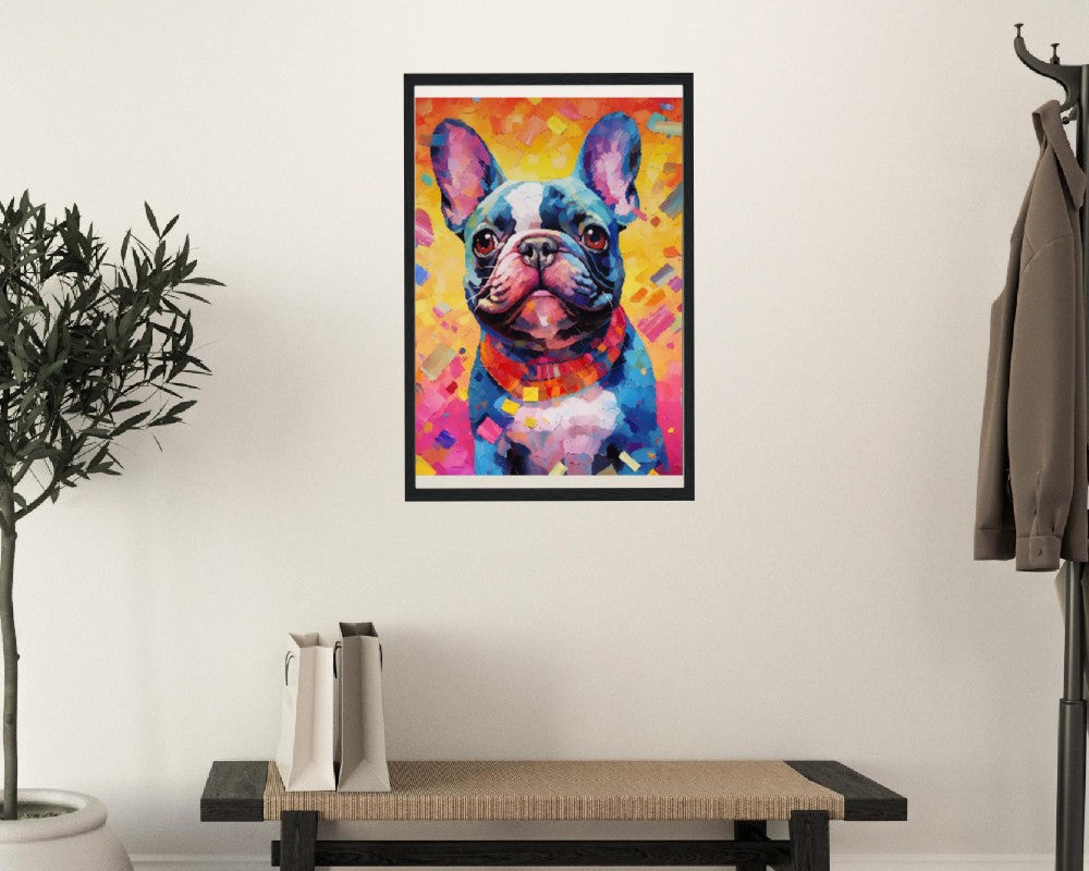 French Bulldog Pop Art Print - Cadeau d'art mural animal coloré pour les amoureux des chiens, Frenchie maman, papa Poster