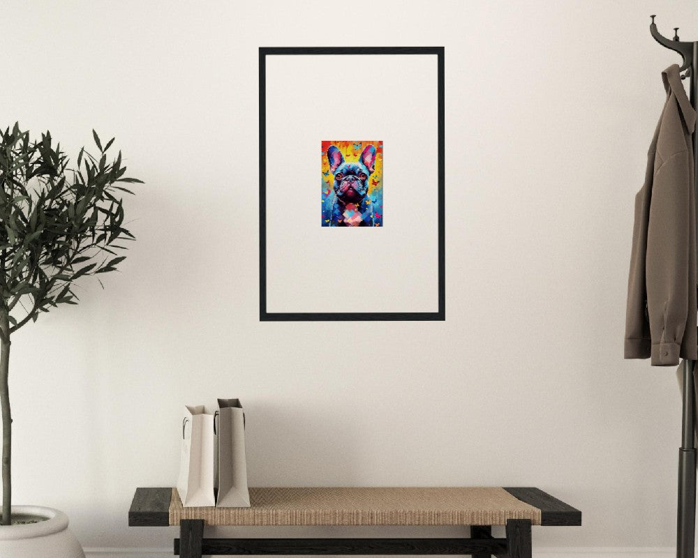 Impression de bouledogue français et de papillons - Cadeau d'art mural animal coloré pour les amoureux des chiens, maman Frenchie, papa Poster