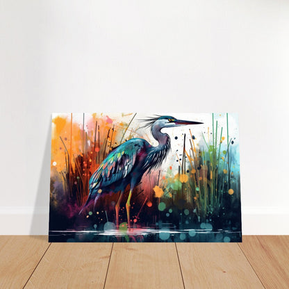 Colorful Heron Poster Print. Watercolor Great Bird Art Gift, Present for Mom, Dad. Rainbow Animal Wall Art