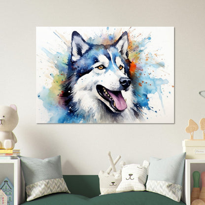 Siberian Husky Poster - Bunter Druck, Tierwandkunst Geschenk für Hundeliebhaber, Husky Mama, Papa