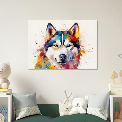 Siberian Husky Poster - Colorful Print, Animal Wall Art Gift for Dog Lovers, Husky Mom, Dad